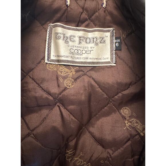 Vintage The Fonz jacket brown leather jacket kids size 6 Customized by Cooper - Picture 4 of 5